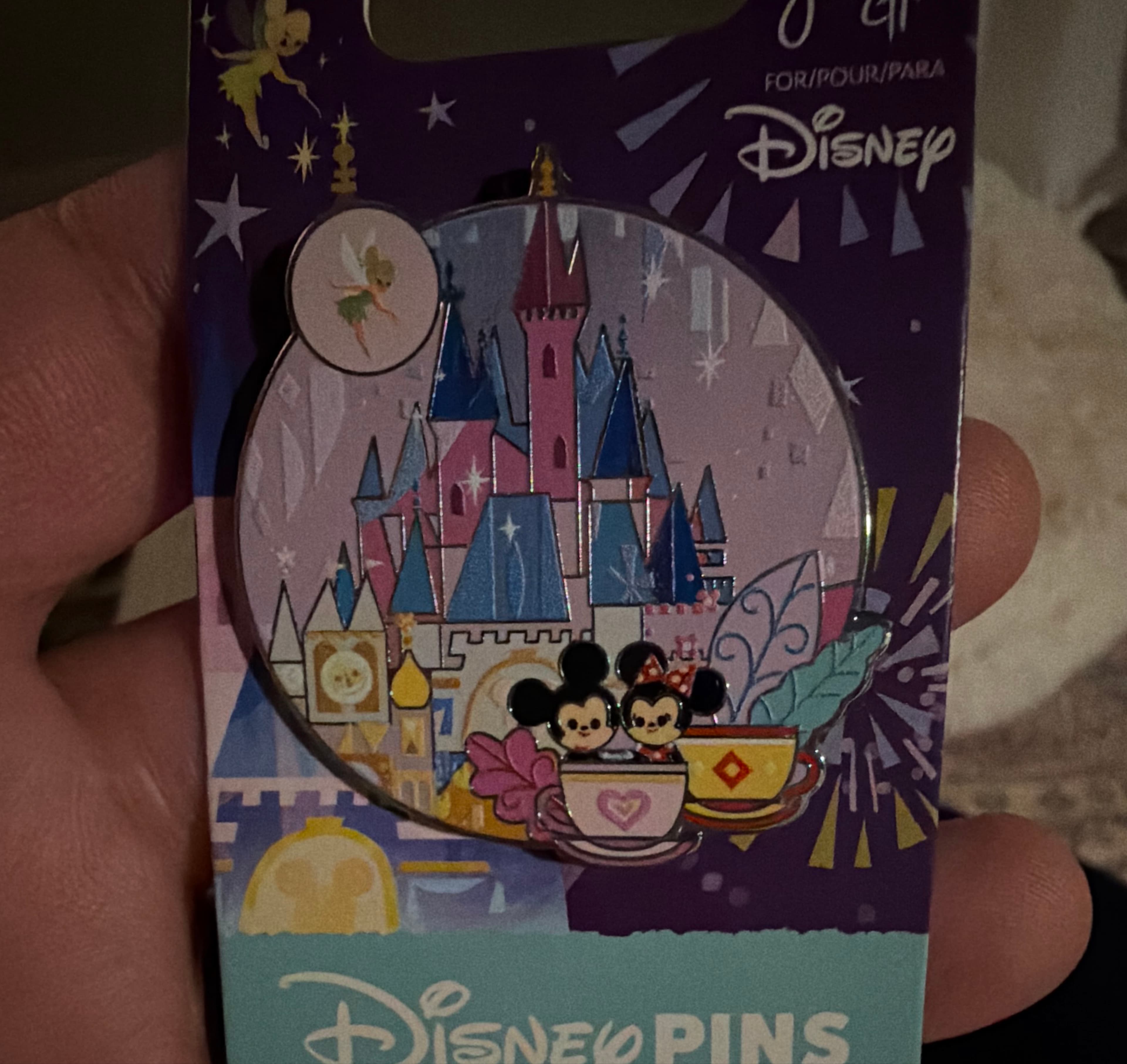 Mickey and Minnie Mouse with Tinker Bell Fantasyland Pin by Joey Chou front