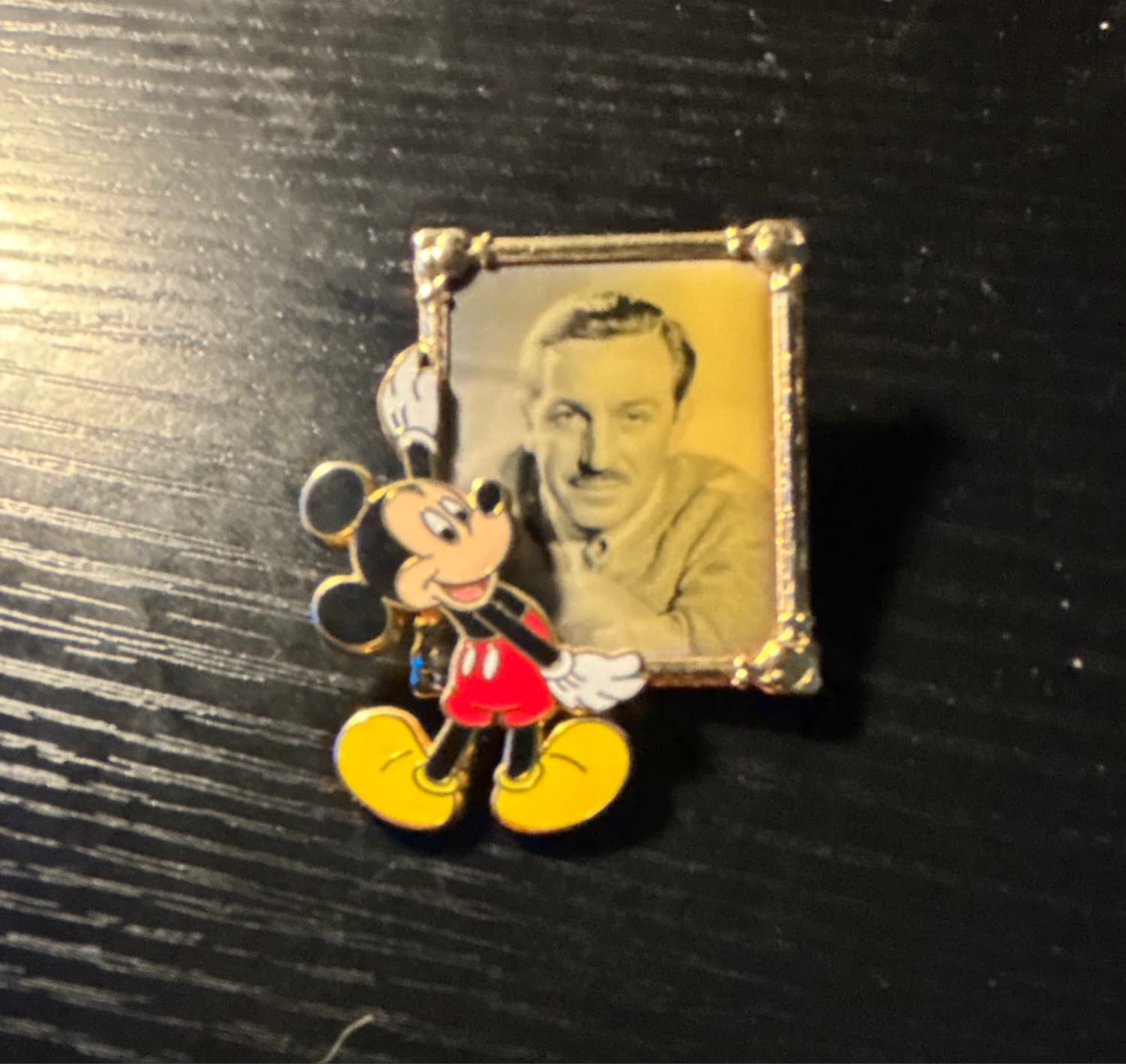 Mickey Mouse Holding Portrait of Walt Disney front