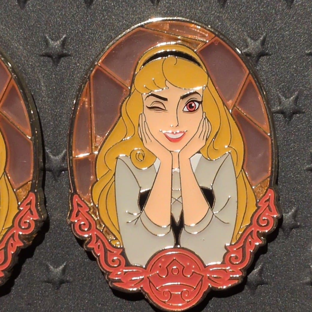 Aurora Princess Portrait Winking Pin front