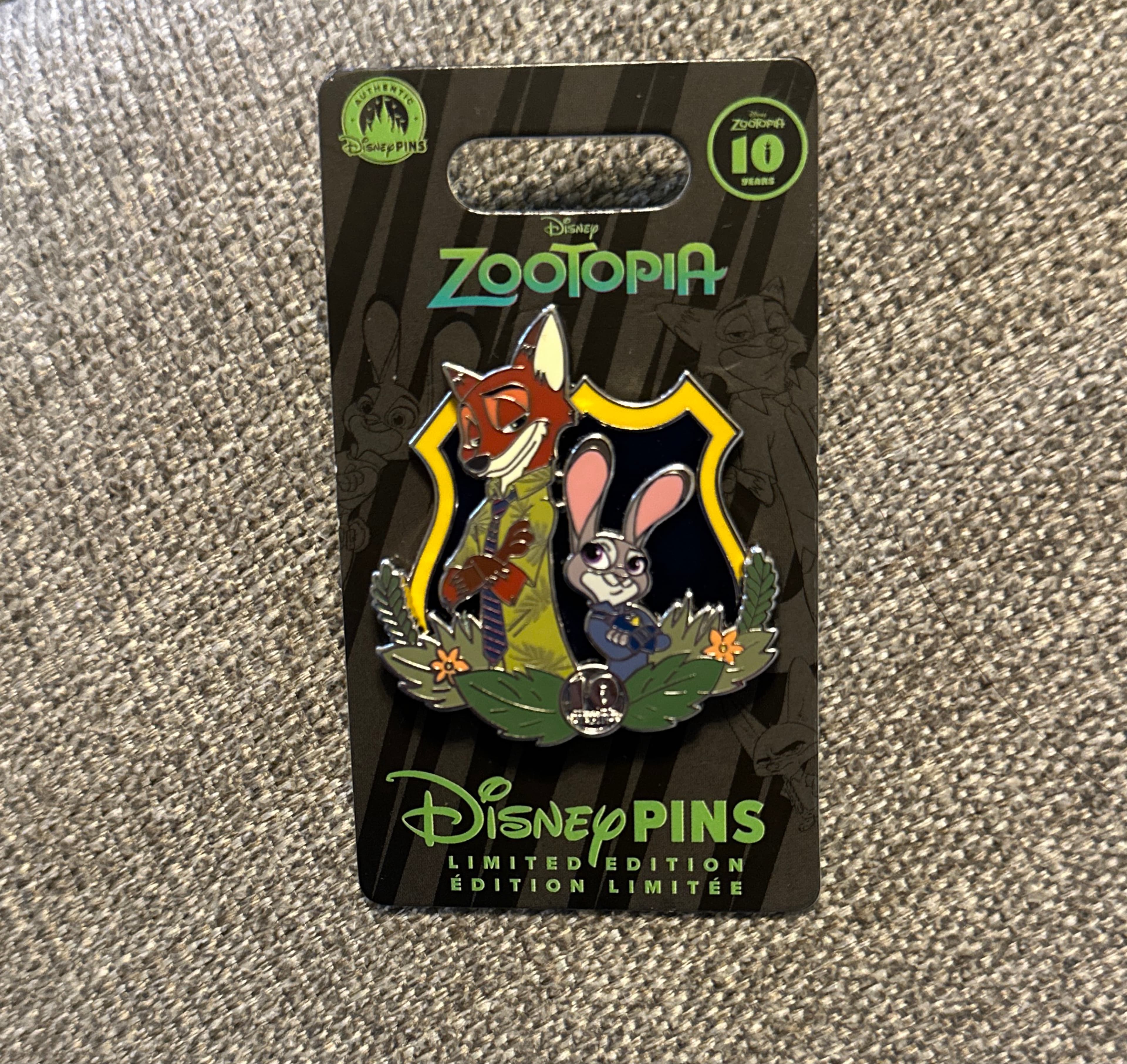 Nick Wilde and Judy Hopps Badge - Zootopia 10th Anniversary front