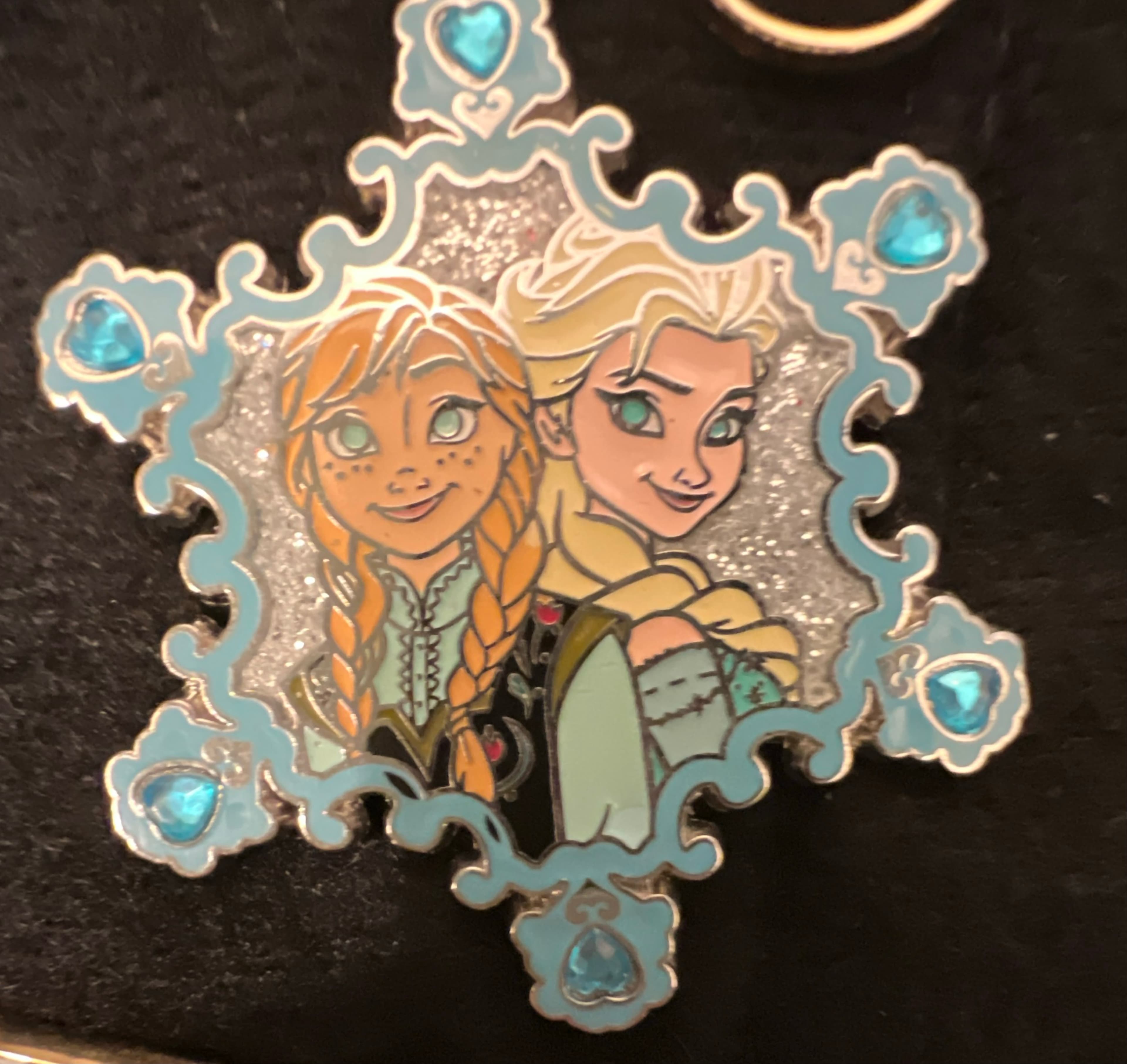 Anna & Elsa Jeweled Snowflake Pin front