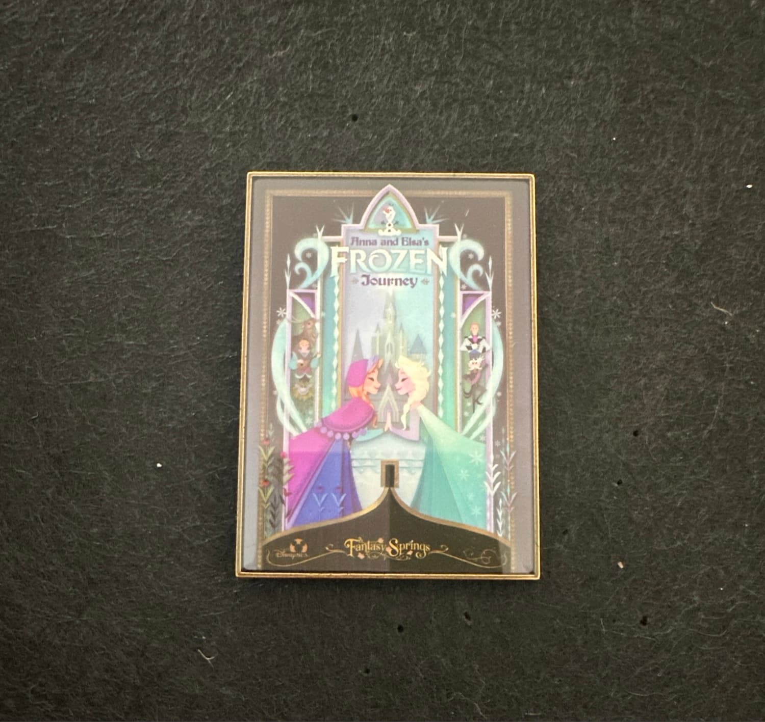 Fantasy Springs Poster Pin Set - Anna and Elsa's Frozen Journey ONLY front