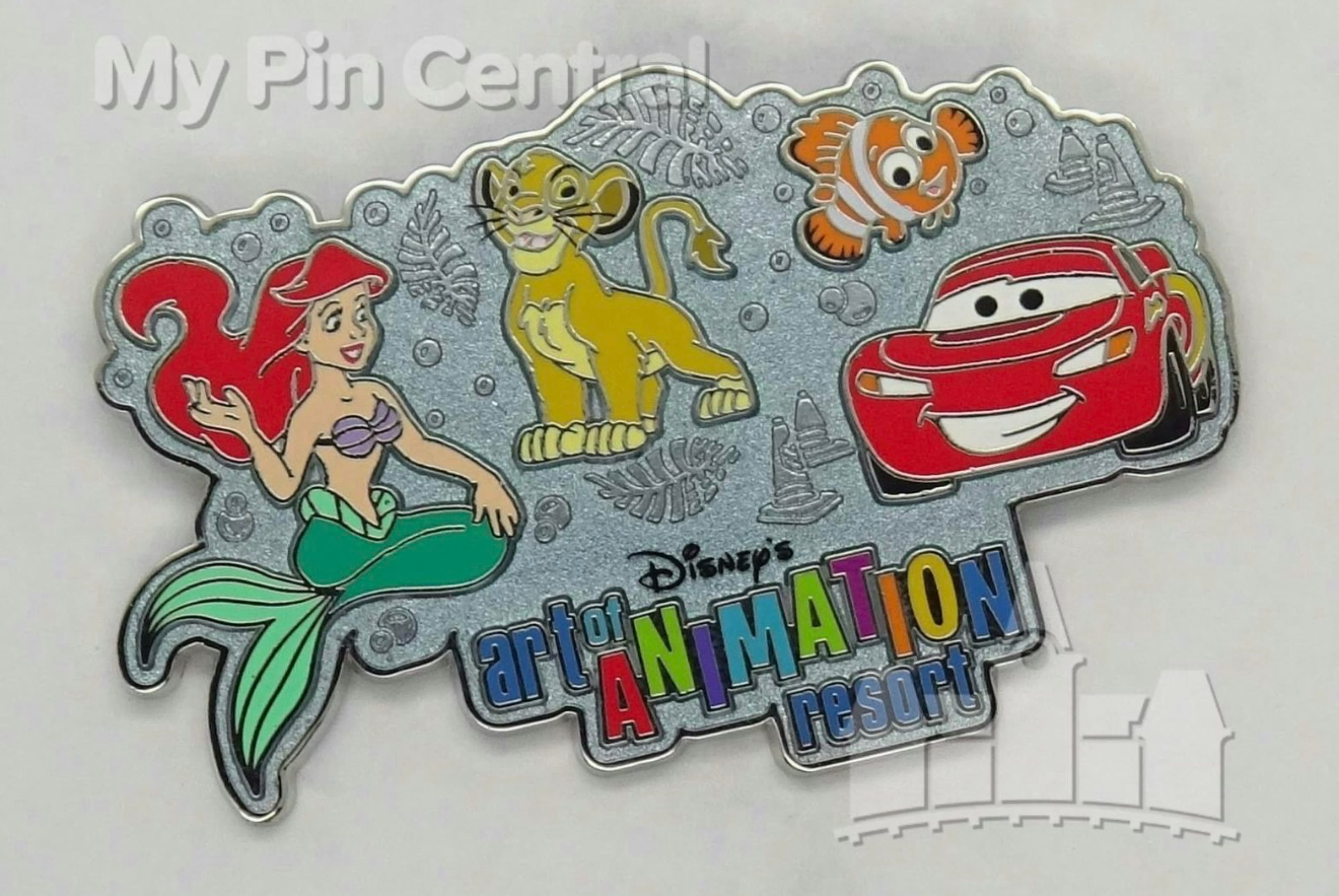 Ariel, Simba, Nemo and Lightning McQueen - Disney's Art of Animation Resort front