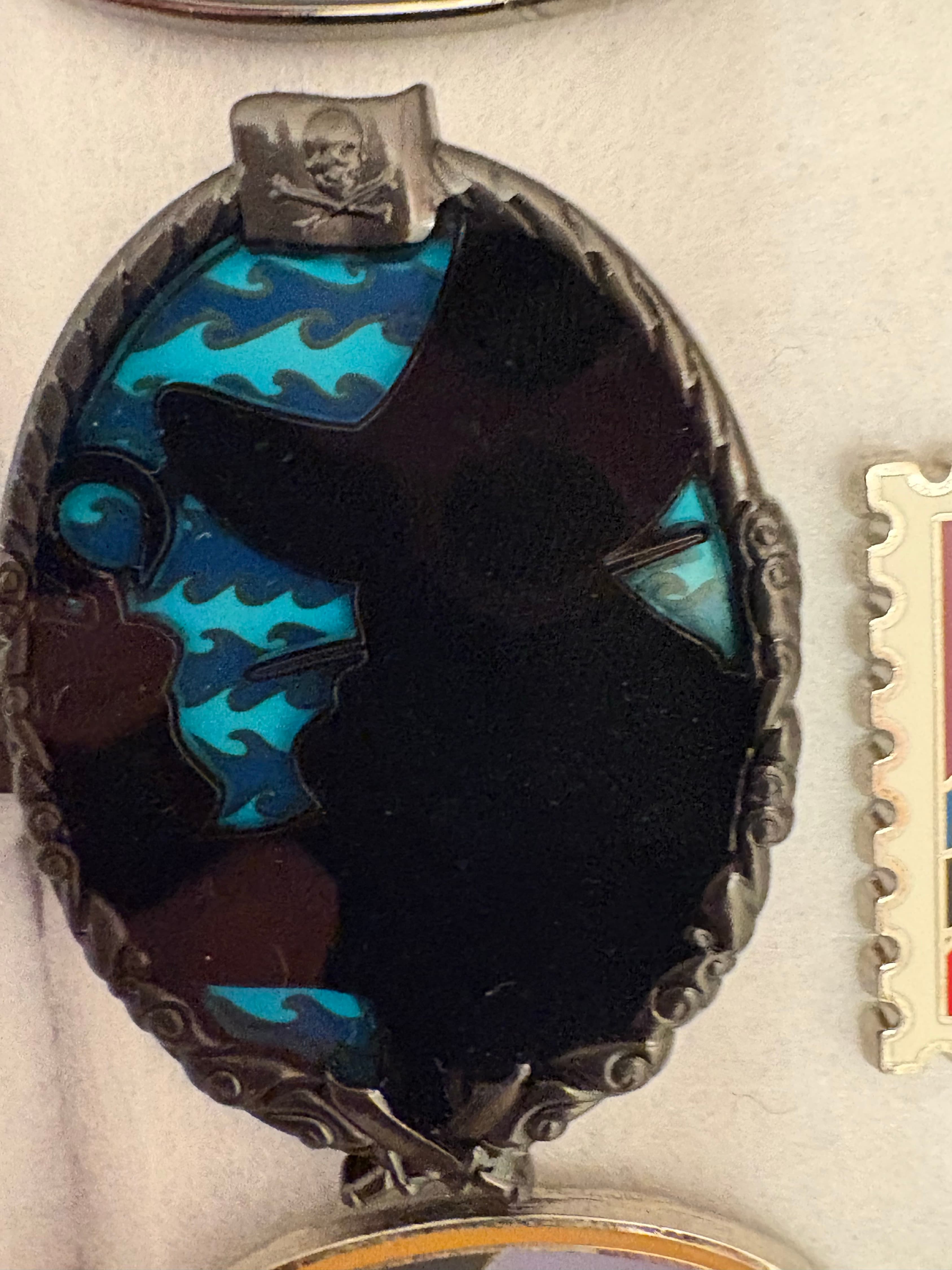 Captain Hook Silhouette with Pirate Flag and Waves front