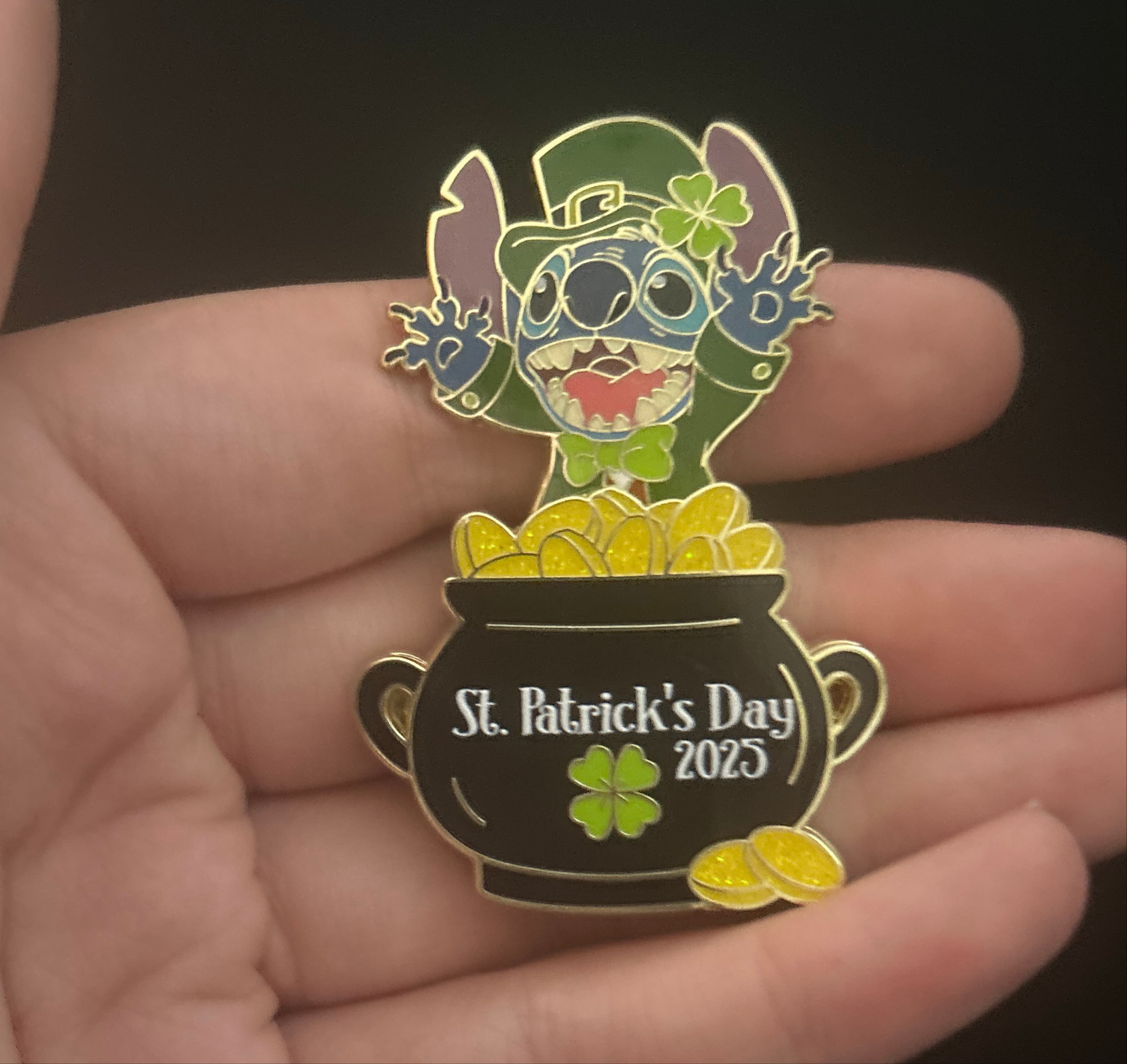 Leprechaun Stitch Jumping Out of a Pot of Gold - St. Patrick's Day 2025 front