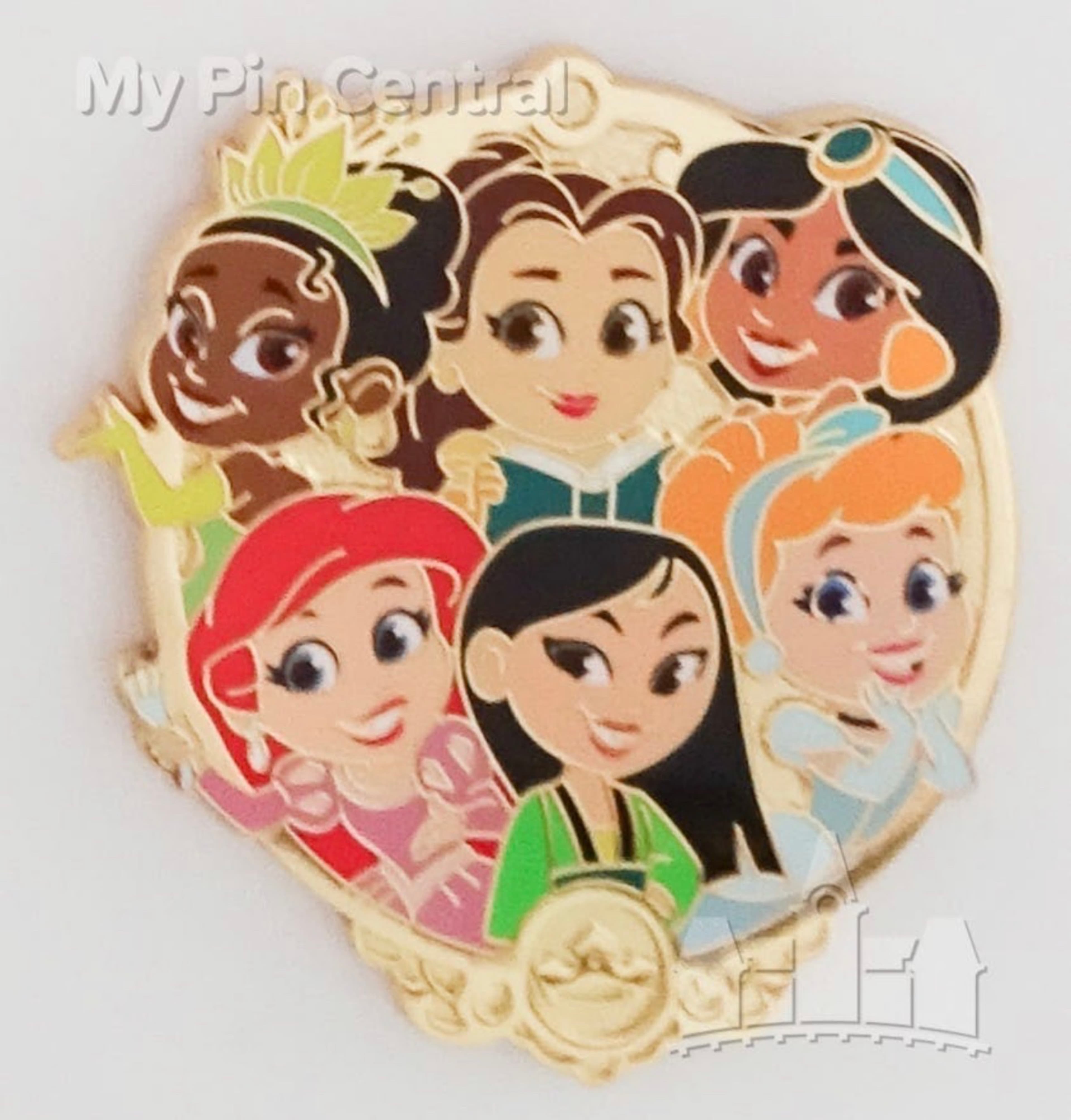 Tiana, Belle, Jasmine, Ariel, Mulan and Cinderella - Princesses front