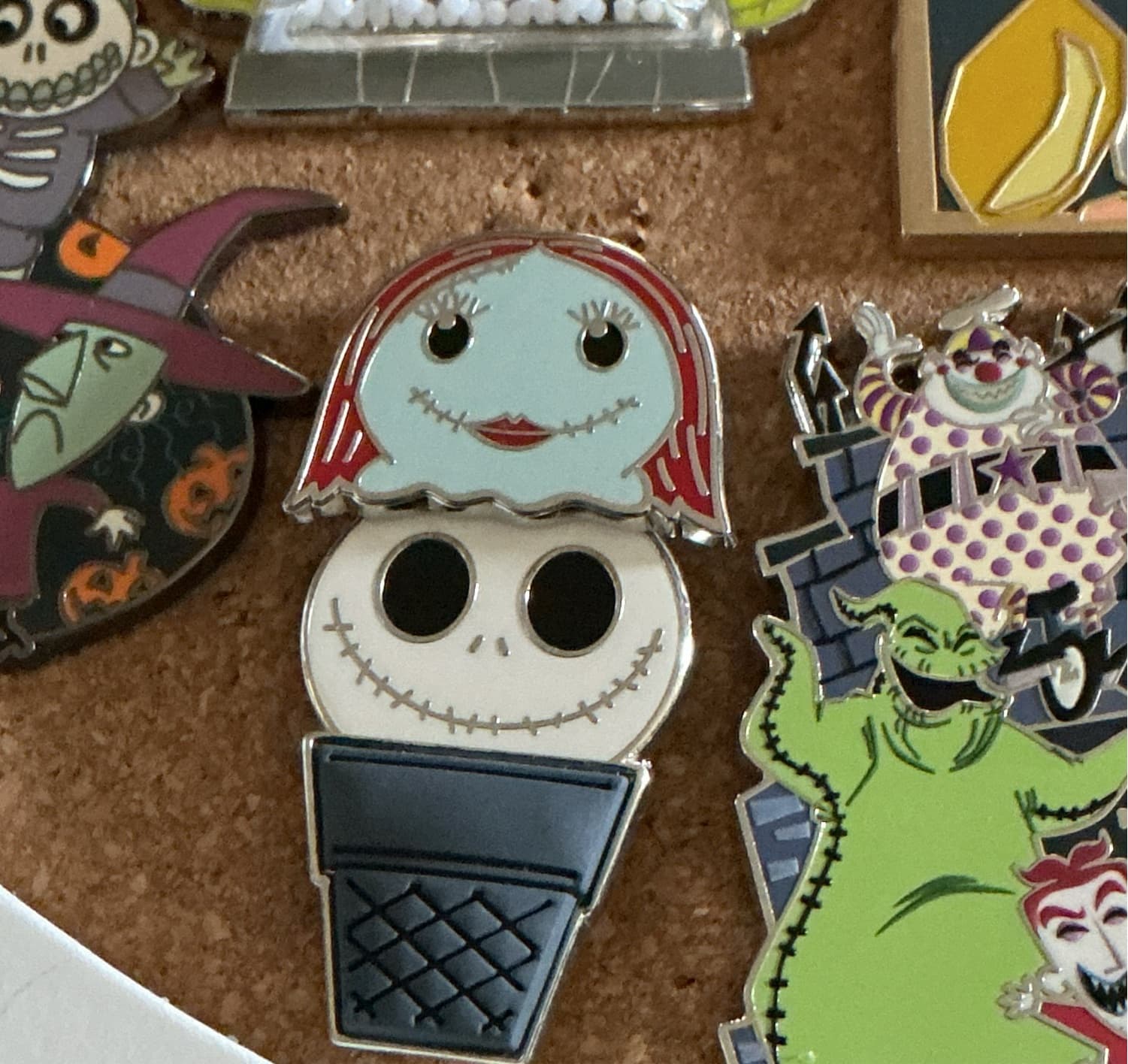 Disney Parks Character Scoops Ice Cream Jack Skellington & Sally Pin front