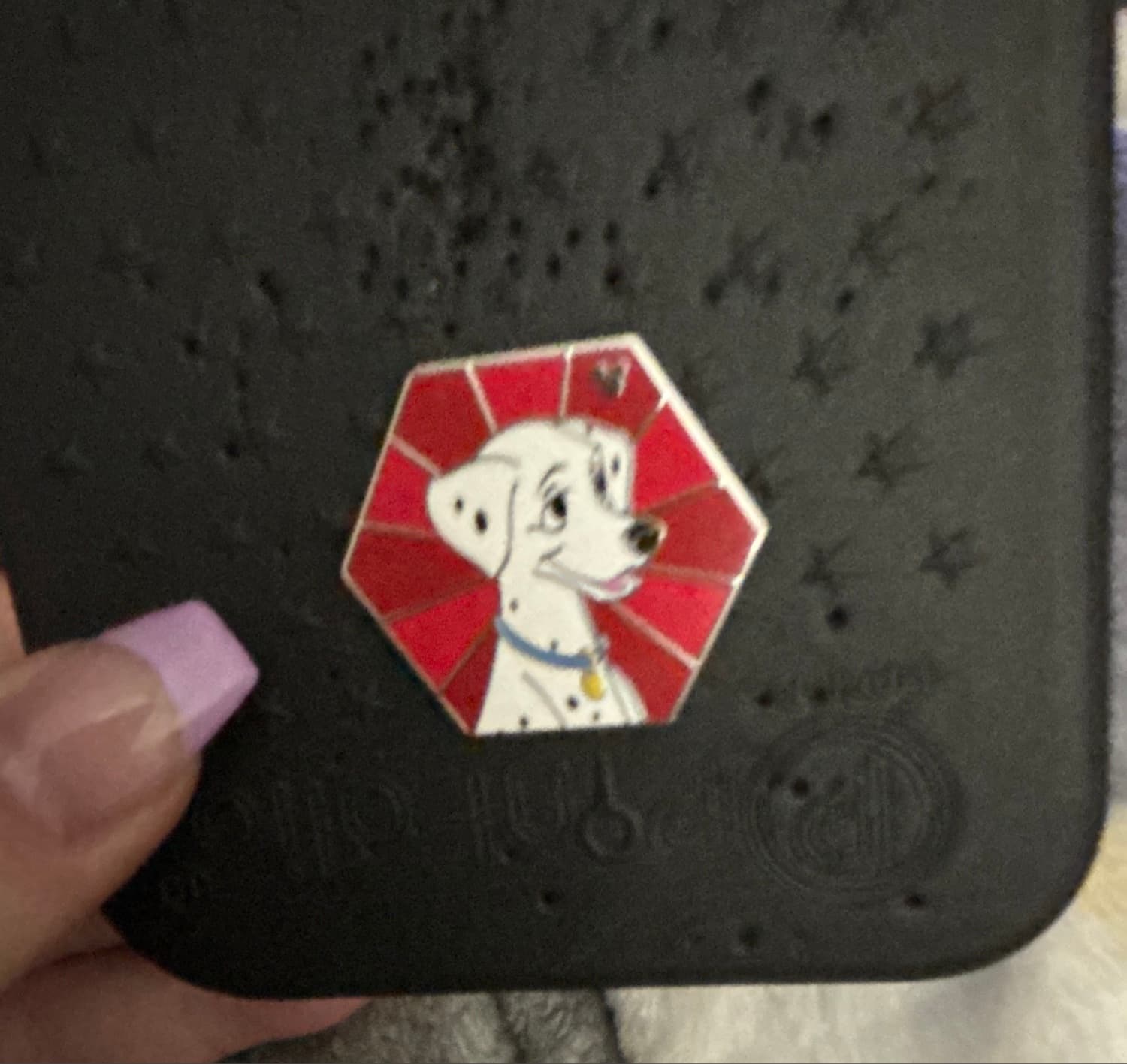 Perdita 101 Dalmatians Hexagon Hidden Mickey Pin front