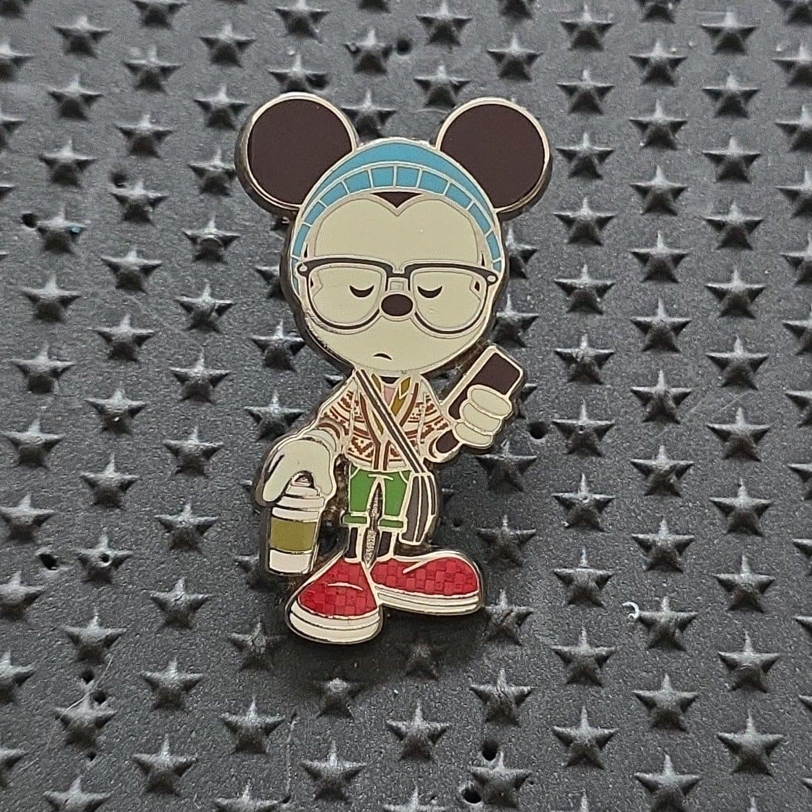 Mickey Mouse Hipster with Coffee and Phone front