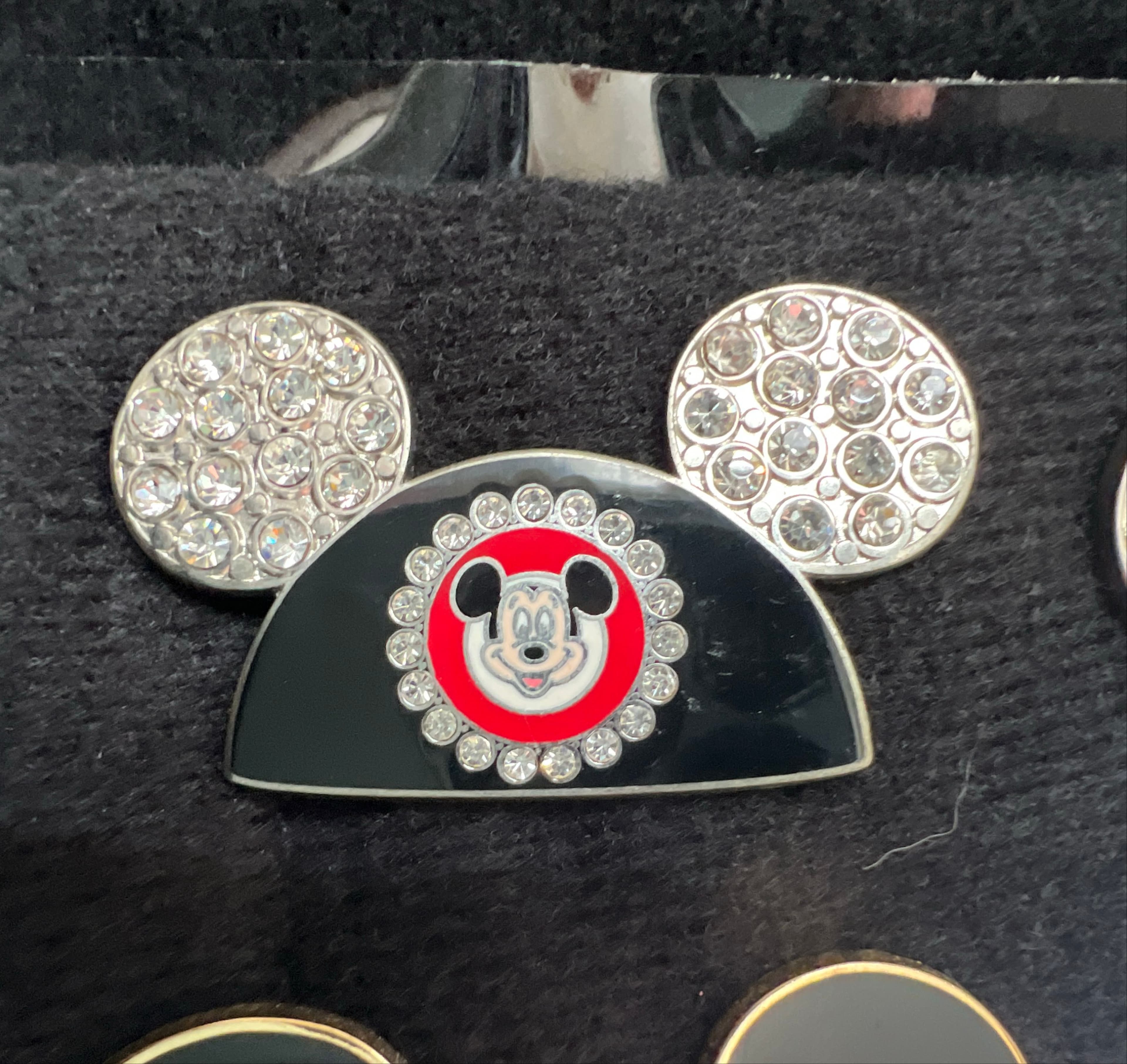 Mickey Mouse Black Pave Crystal Lapel Pin front