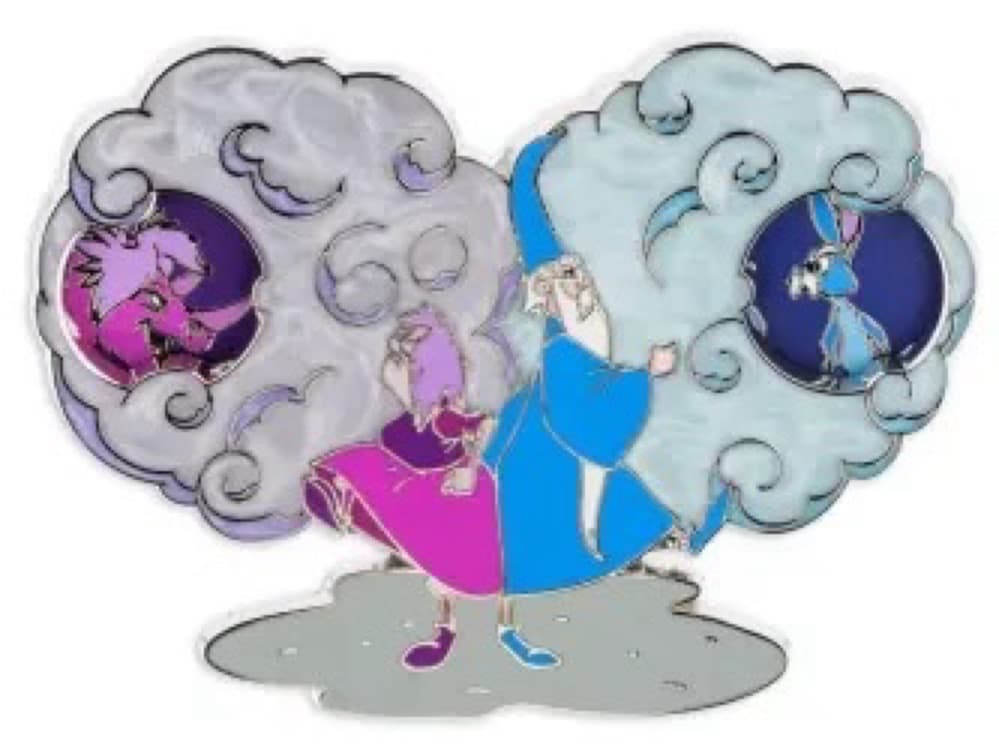 Merlin and Madam Mim Wizard's Duel 60th Anniversary Spinner Pin - The Sword in the Stone front