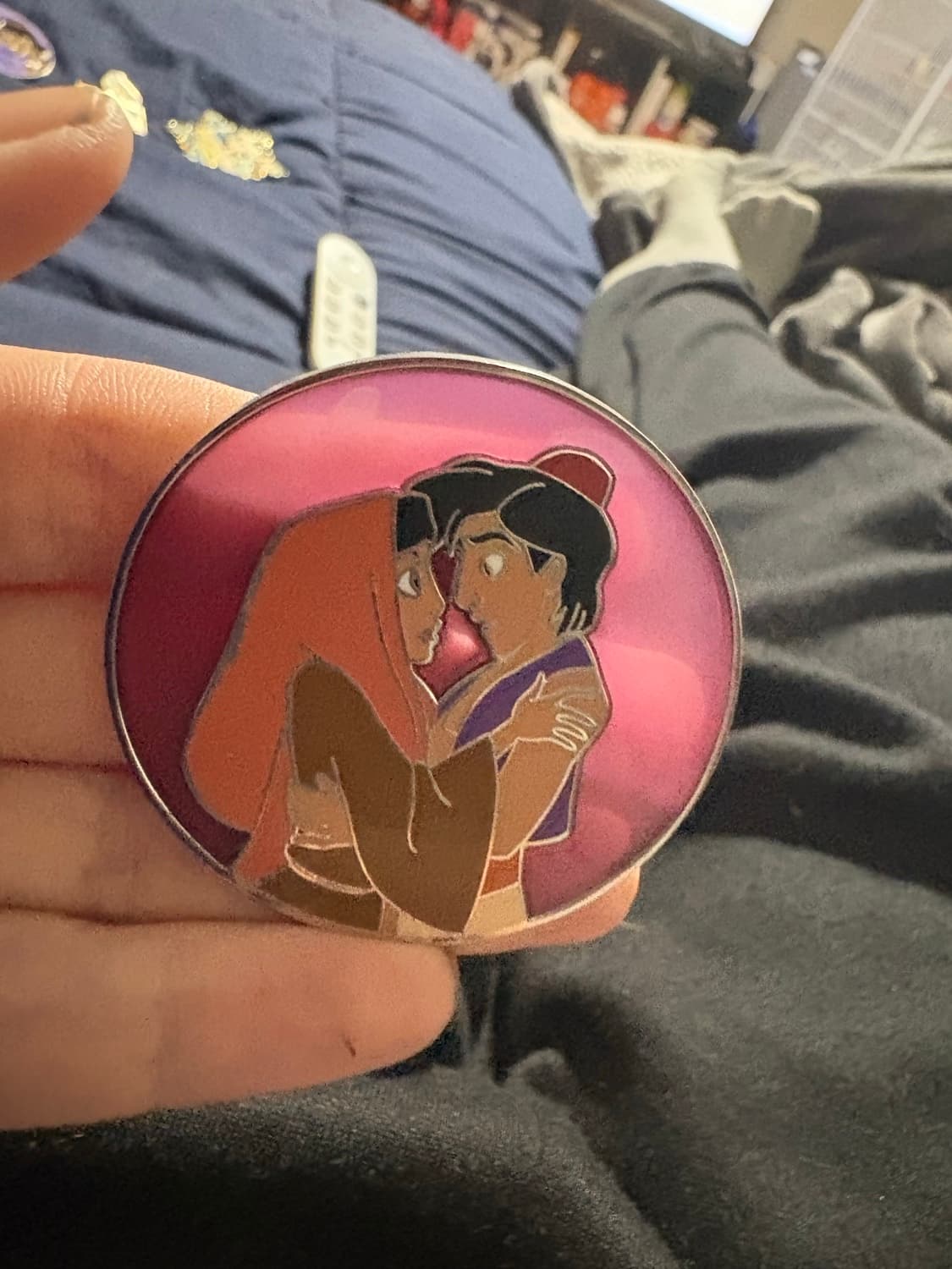 Aladdin and jasmine fantasy pin front