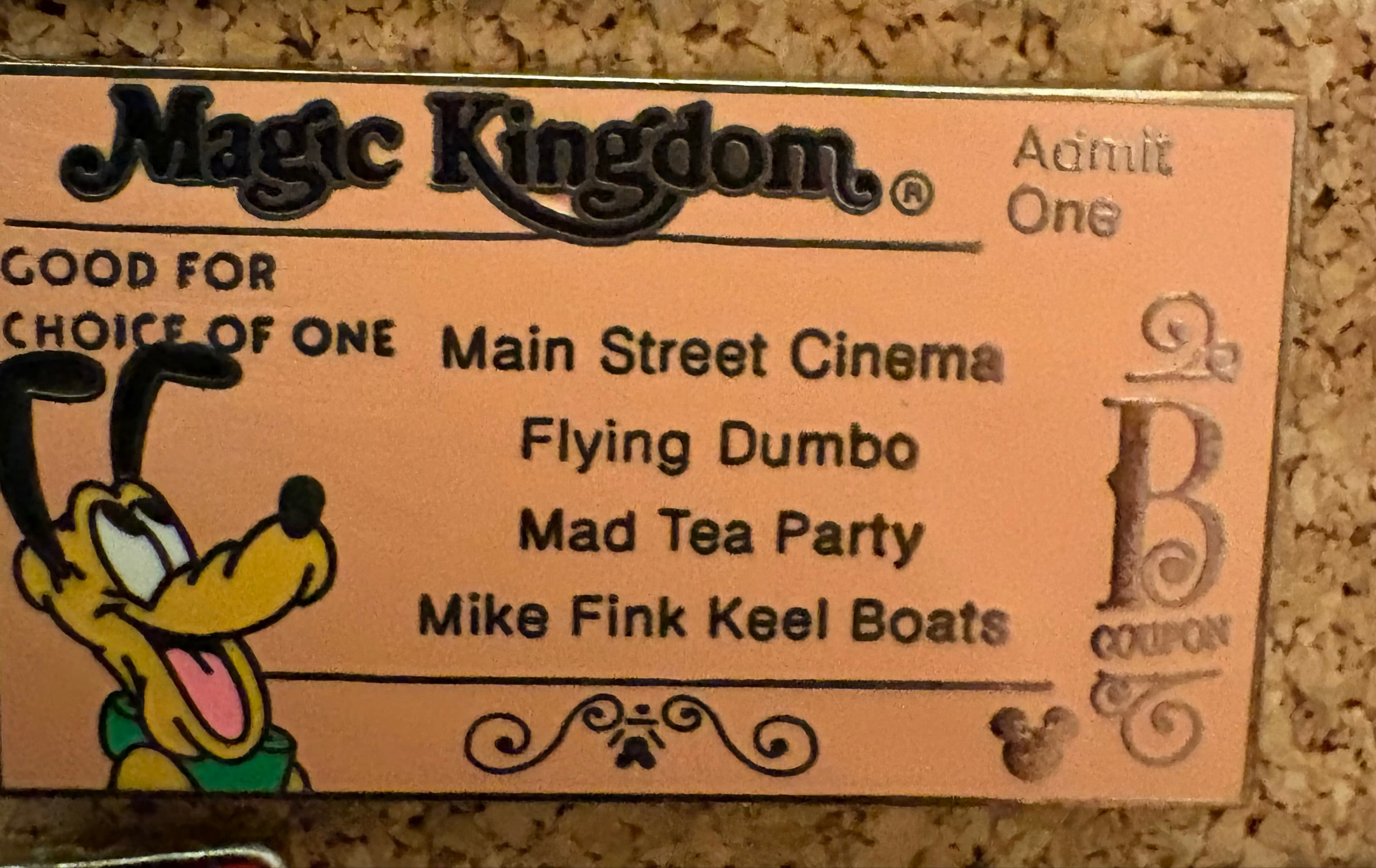 Pluto Magic Kingdom Ticket B Coupon front
