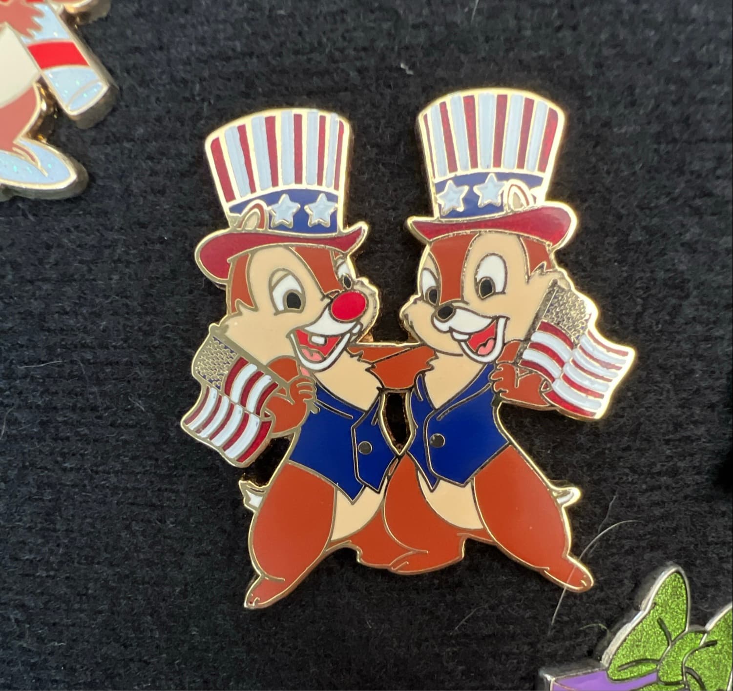 Chip & Dale holding American Flags front