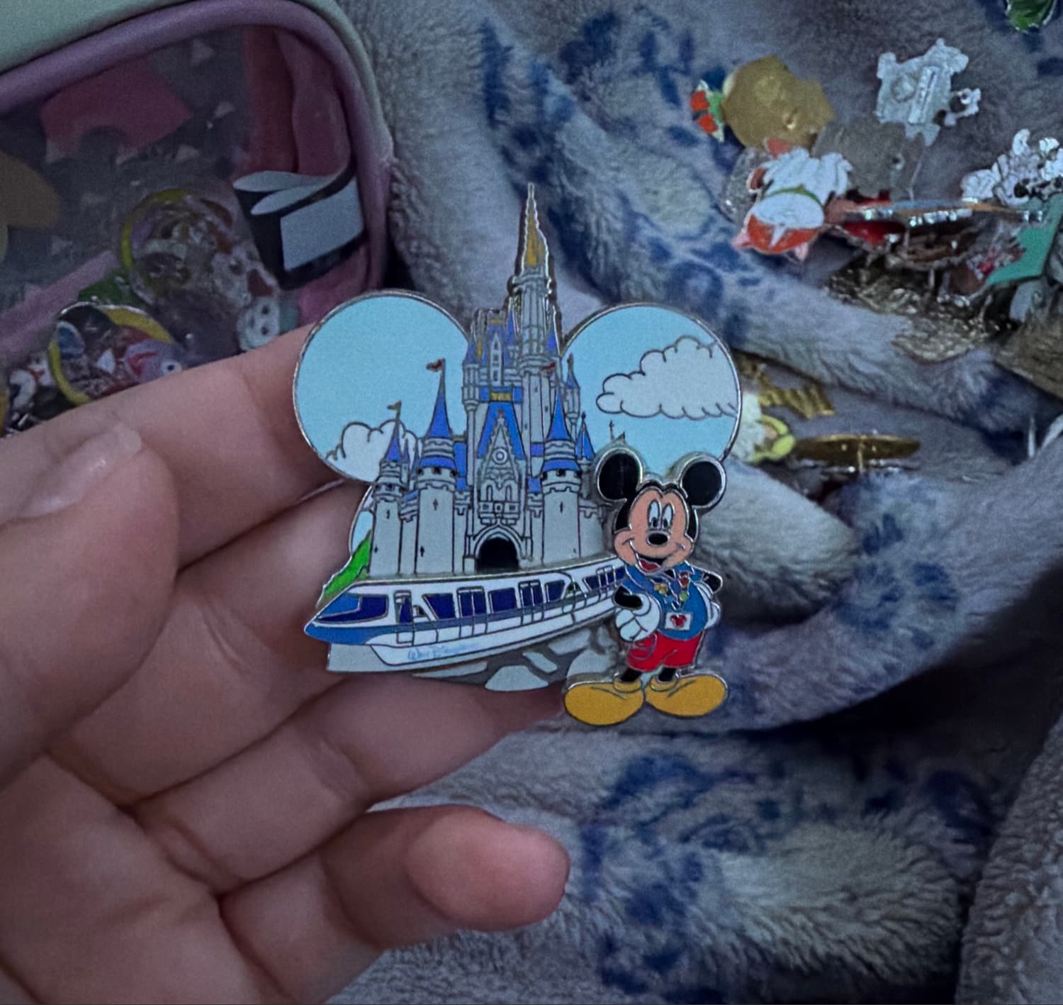 Walt Disney World Resort - Mickey Mouse and Monorail with Cinderella Castle front