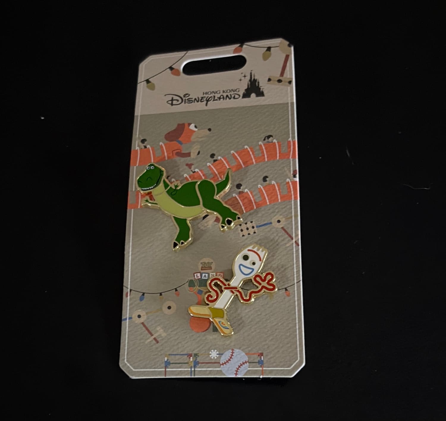 HKDL Toy Story Rex and Forky Pin Set front