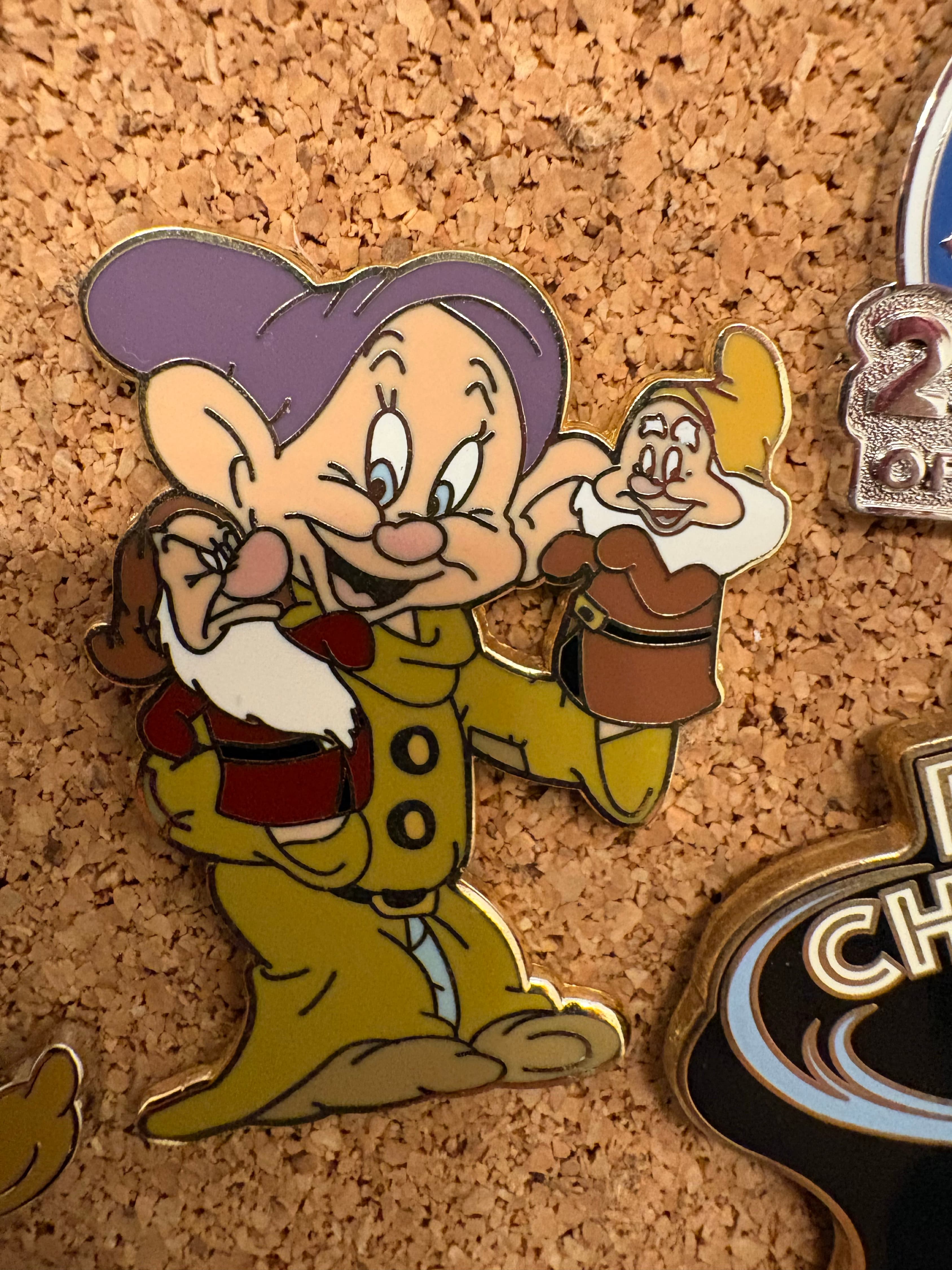 Dopey with Happy and Grumpy Puppet Series Pin front
