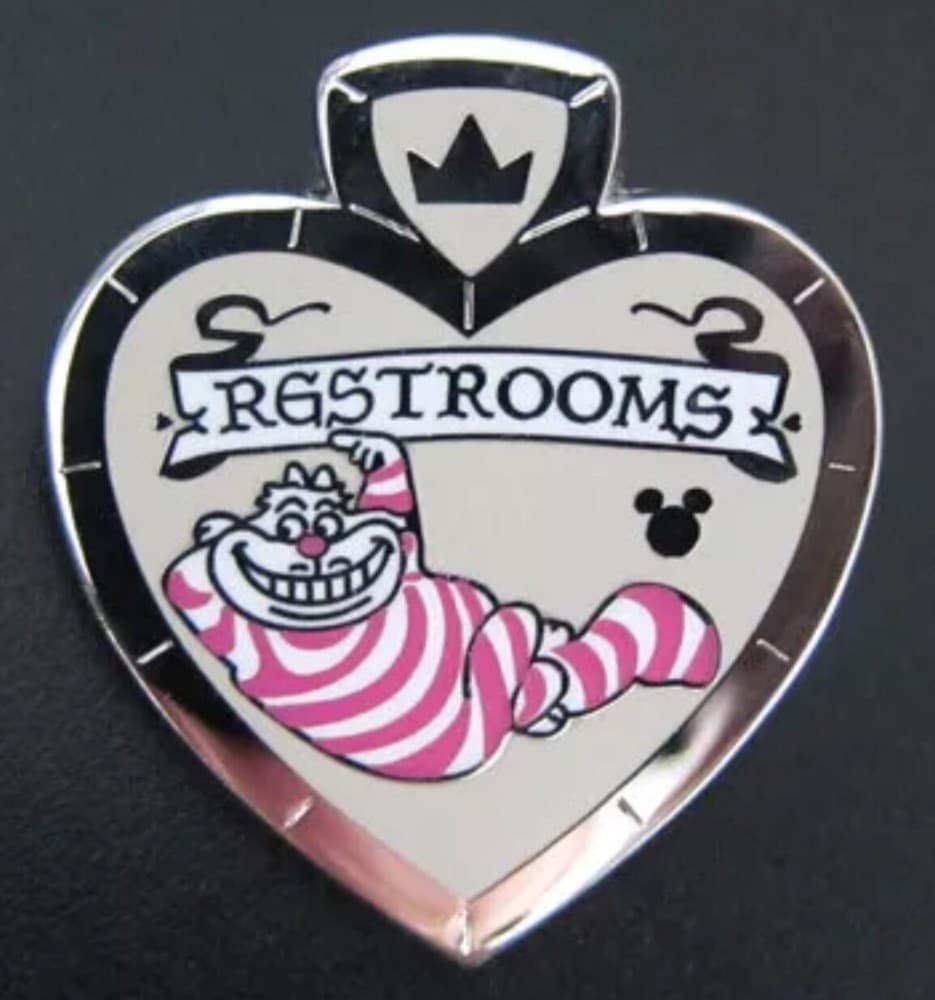 Hidden Mickey 2017 DLR - Restroom Signs - Cheshire Cat Completer front